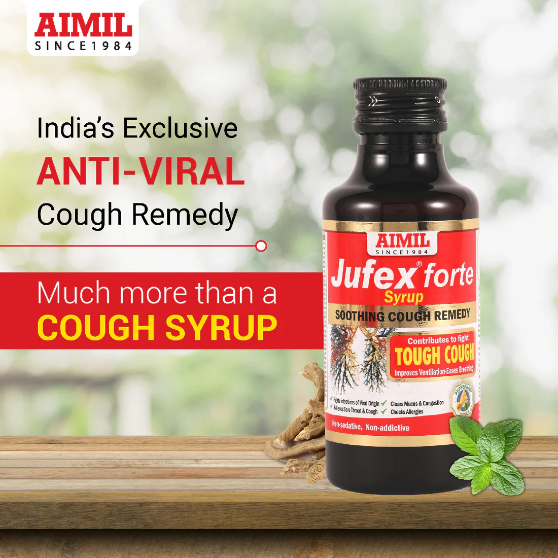 AIMIL Jufex Forte Syrup | Ayurvedic Herbal Couch Syrup ( 100 ml) Pack of 2