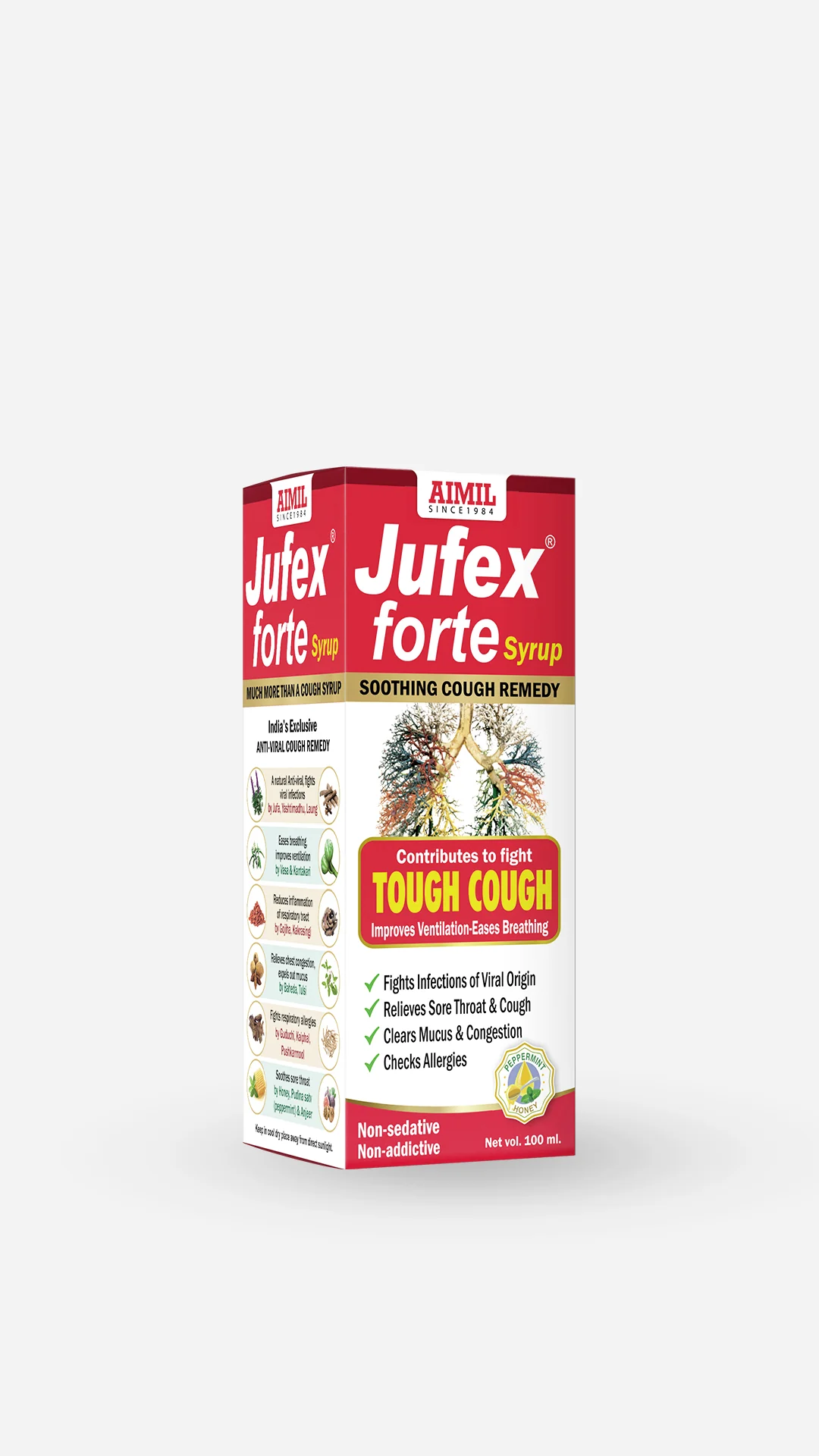 AIMIL Jufex Forte Syrup | Ayurvedic Herbal Couch Syrup ( 100 ml) Pack of 2