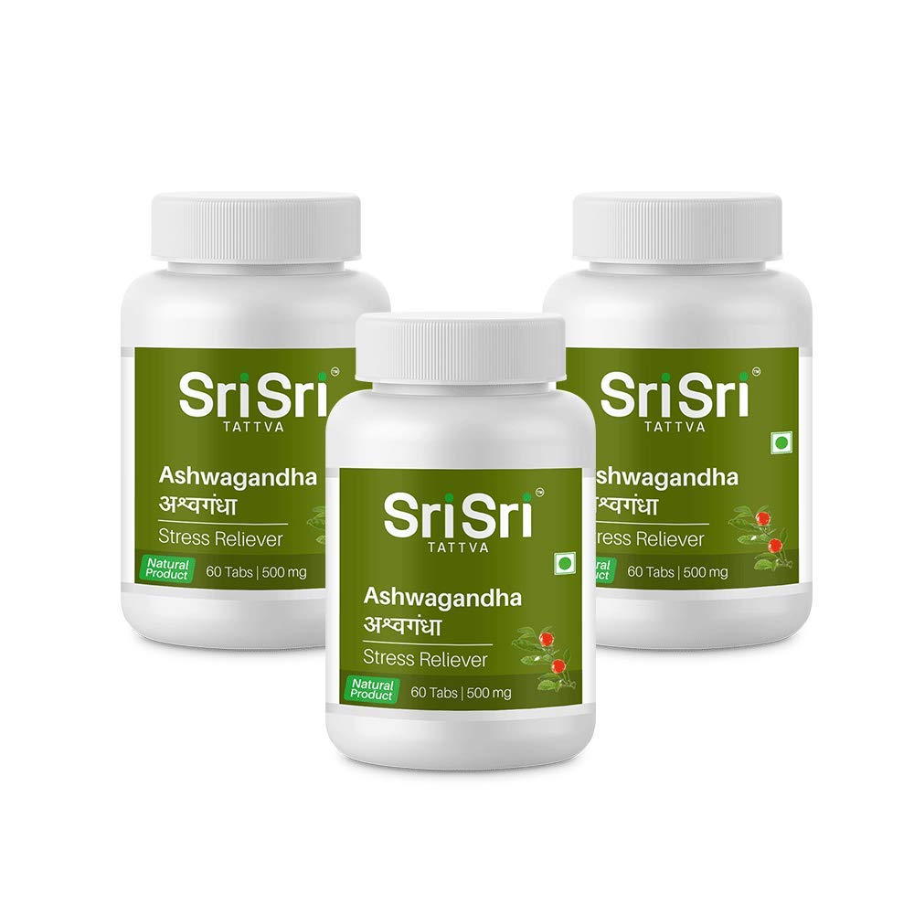 Sri Sri Tattva Ashwagandha - 500mg Tablet - 60 Count (Pack of 3)
